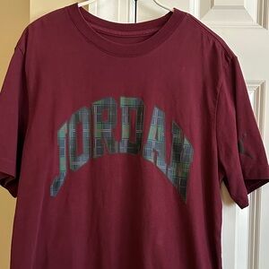 Jordan Men's Maroon T-Shirt with Plaid Logo